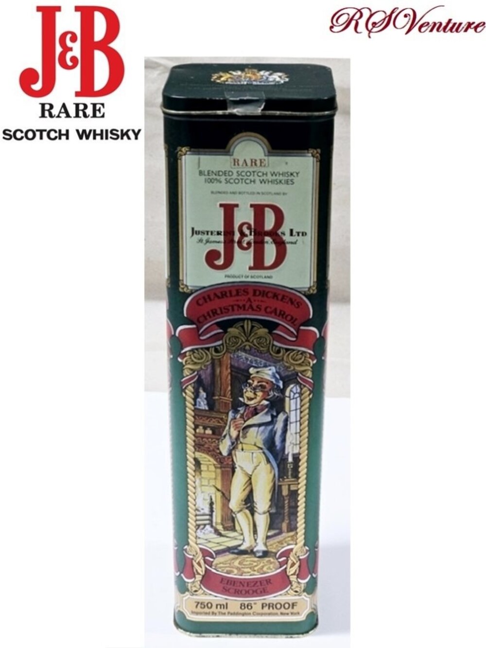 Vintage J&B Christmas Presentation Tin Container